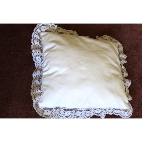 Handmade Butterflies Needlepoint Pillow cross stitch Multicolor Lace edges - Picture 4 of 12